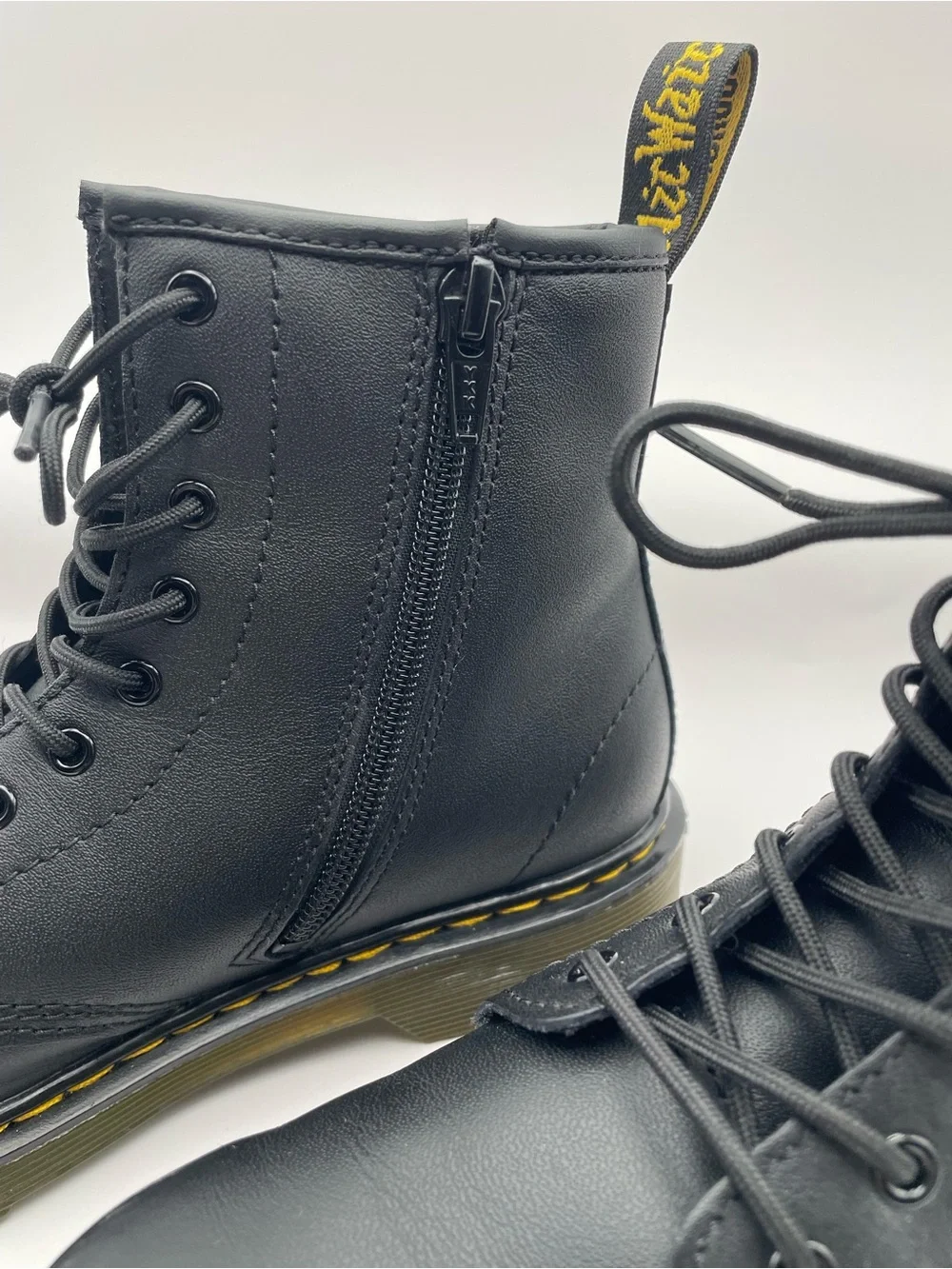 Dr. Martens 1460 J Core Kids Black Leather Boots EU 36 US 5 Side Zip Box